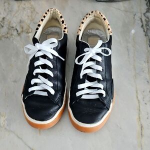 Dolce Vita Black Leather Sneakers with White Laces.